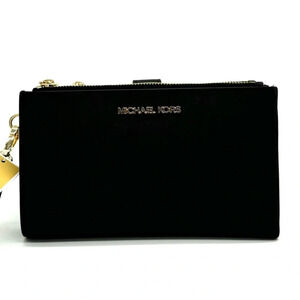 Michael Kors Large Double Zip Wallet Wristlet Black/Gold